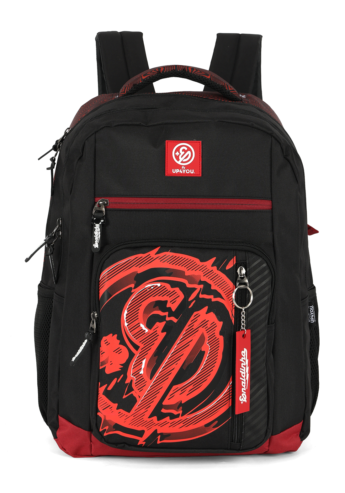 Kit Mochila de Costas G + Estojo Box Enaldinho Oficial | Preto e Vermelho | Up4You | 2 Peças