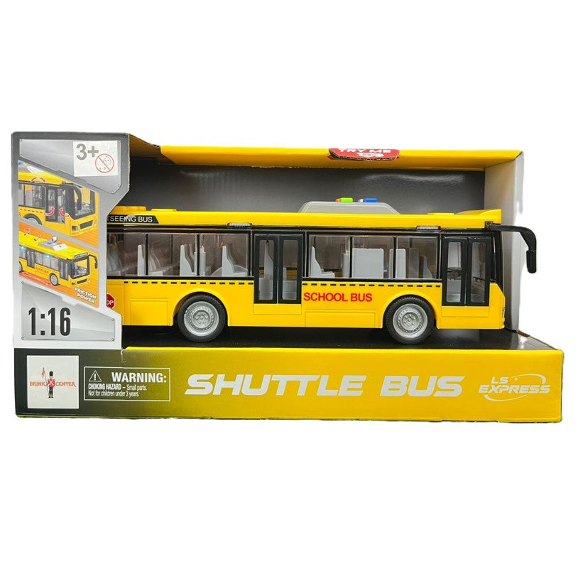 Ônibus Escolar de Fricção 1:16 com Luz e Som e Fricção