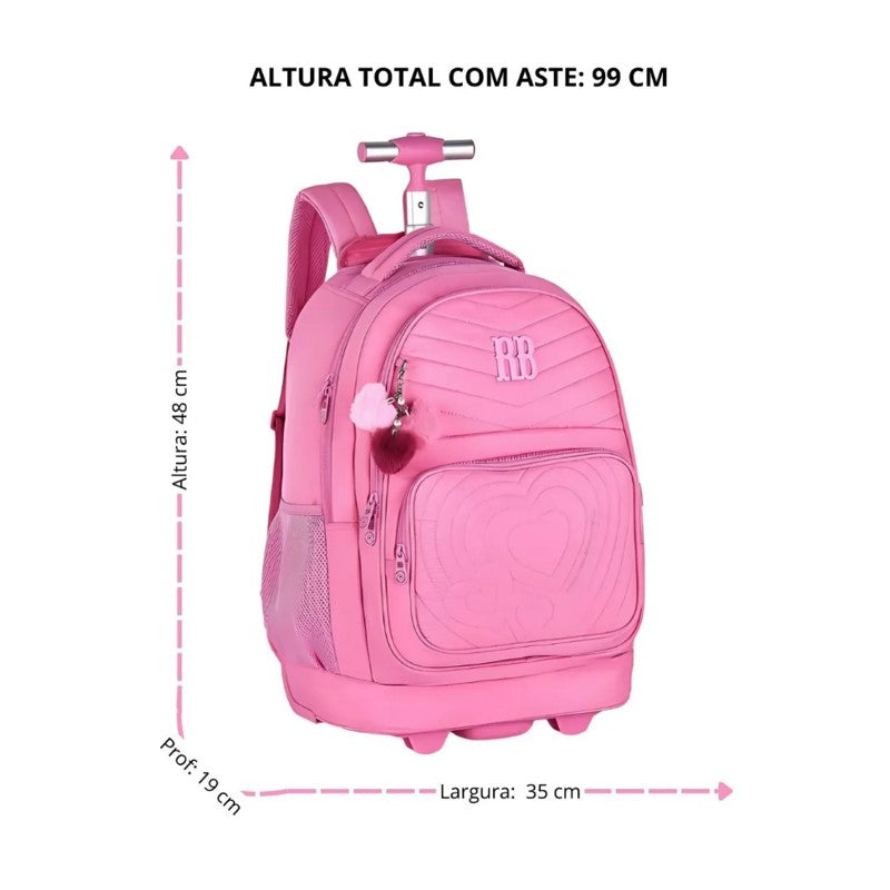 Mochila de Rodinhas Rebecca Bonbon Escolar Juvenil Soft RB24673