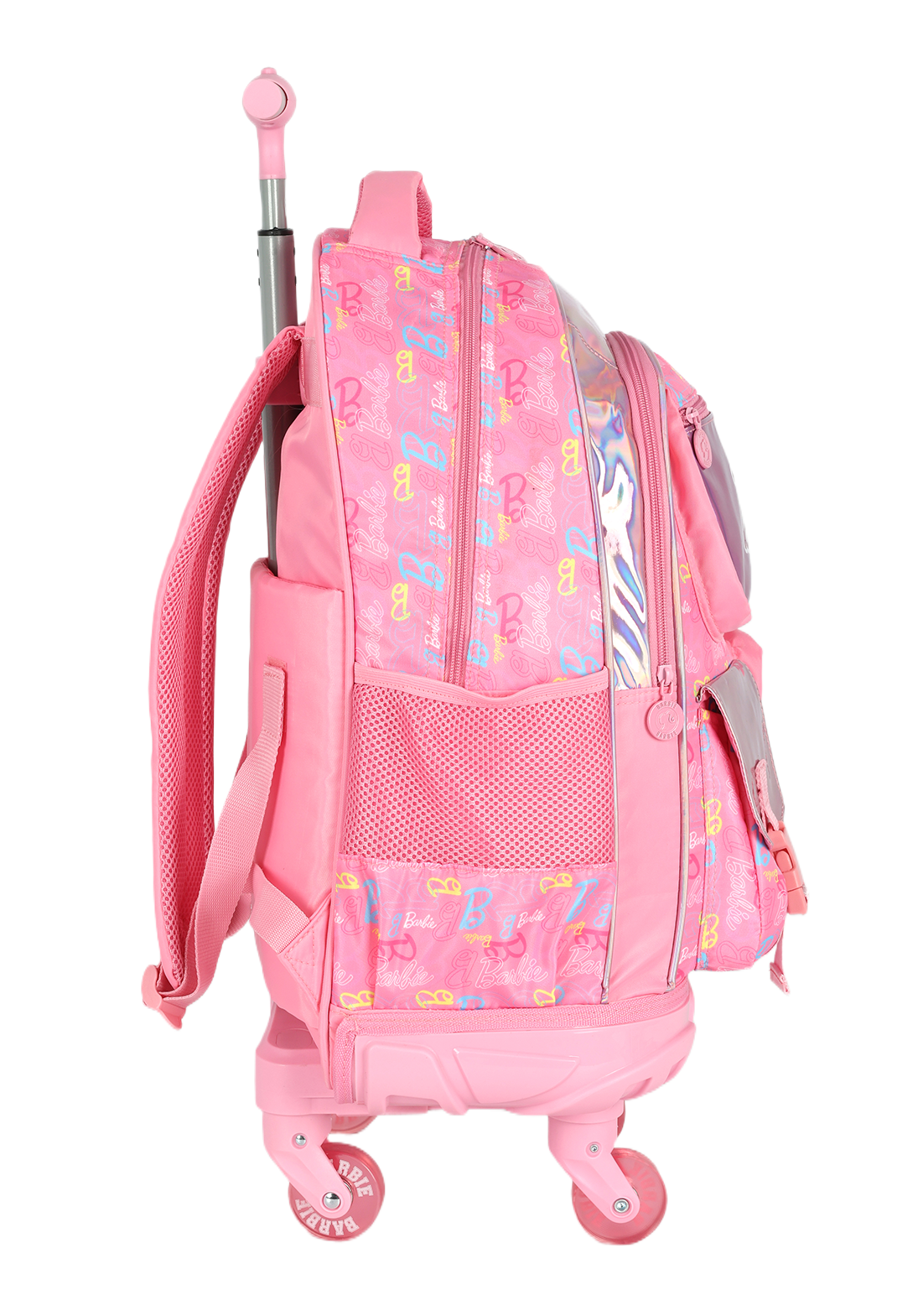 Mochila de Rodinhas G Barbie PINK Holográfica Luxcel | Brilho, Estilo e Rodas de Silicone!