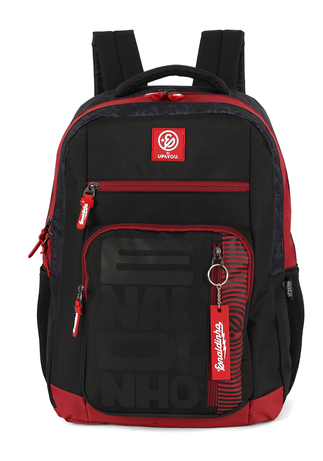 Kit Mochila de Costas G + Estojo Box Enaldinho Oficial | Preto e Vermelho | Logo Estilizado | 2 Peças