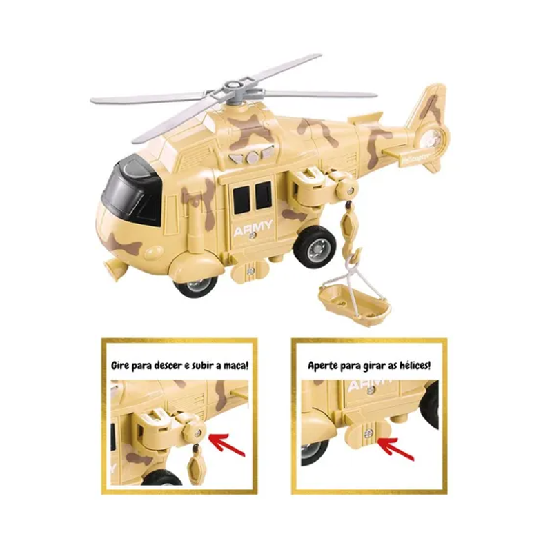 Helicóptero Operação Resgate Com Luz E Som - Dm Toys
