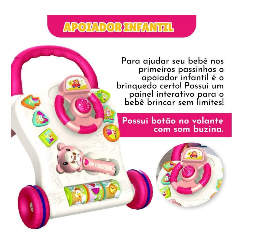 Apoiador Infantil Didatico Musical Rosa - Zoop Toys
