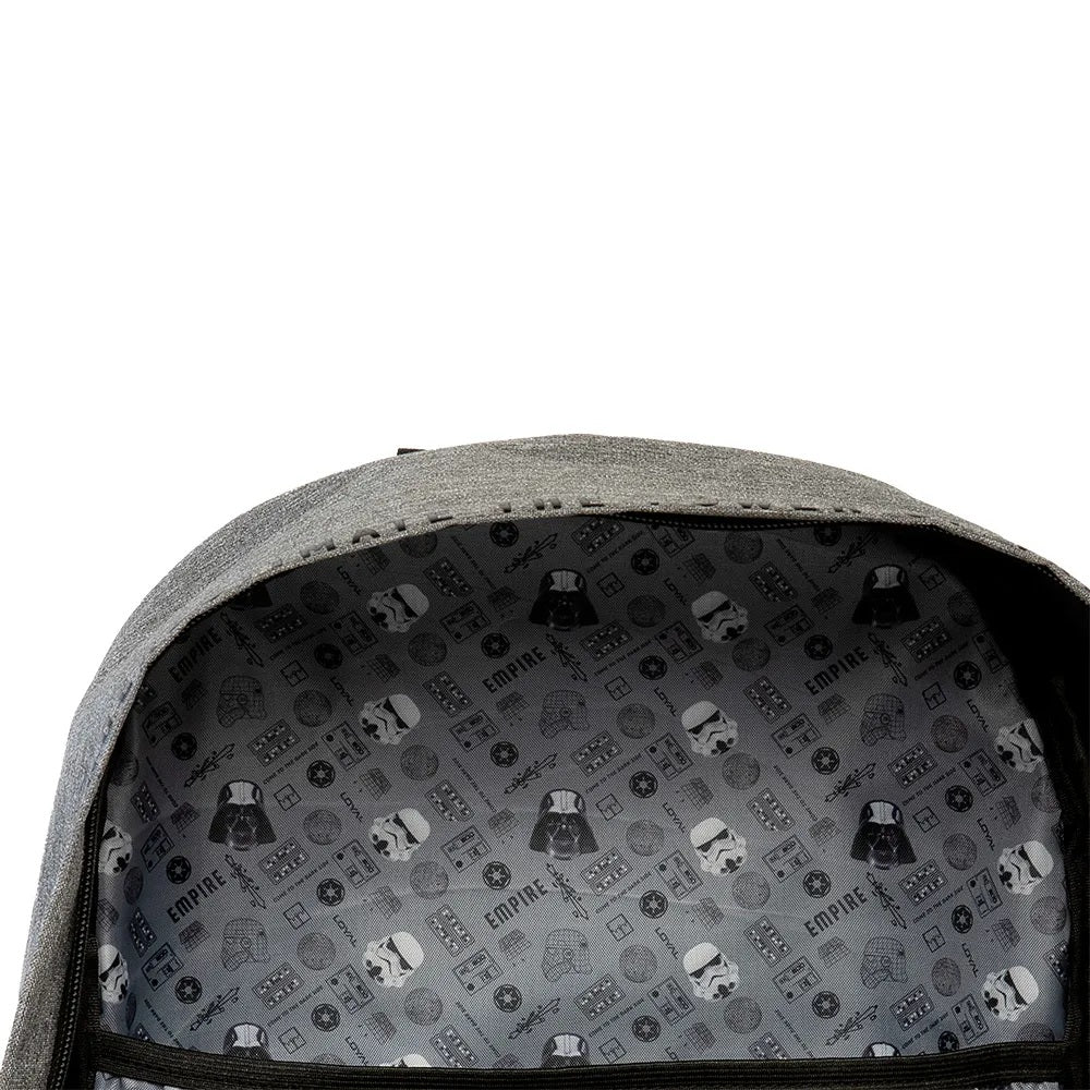 Kit Mochila de Costas G + Estojo Star Wars Xeryus | Cinza Mesclado + Chaveiro Darth Vader | Oficial