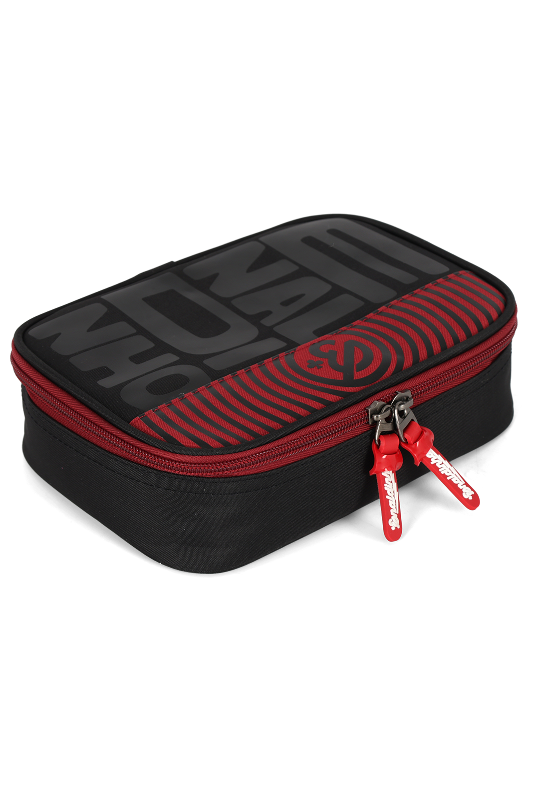 Kit Mochila de Costas G + Estojo Box Enaldinho Oficial | Preto e Vermelho | Logo Estilizado | 2 Peças