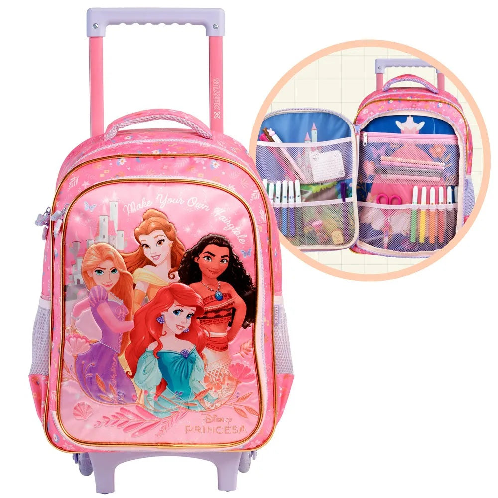 Mochila com rodinhas Princesas Disney – Organização Real com Toque de Encanto!