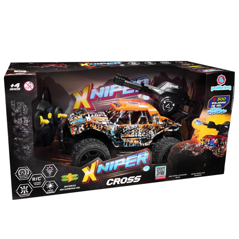 Xniper Cross Carro Controle Remoto Lançador Bolinha Gel - POLIBRINQ