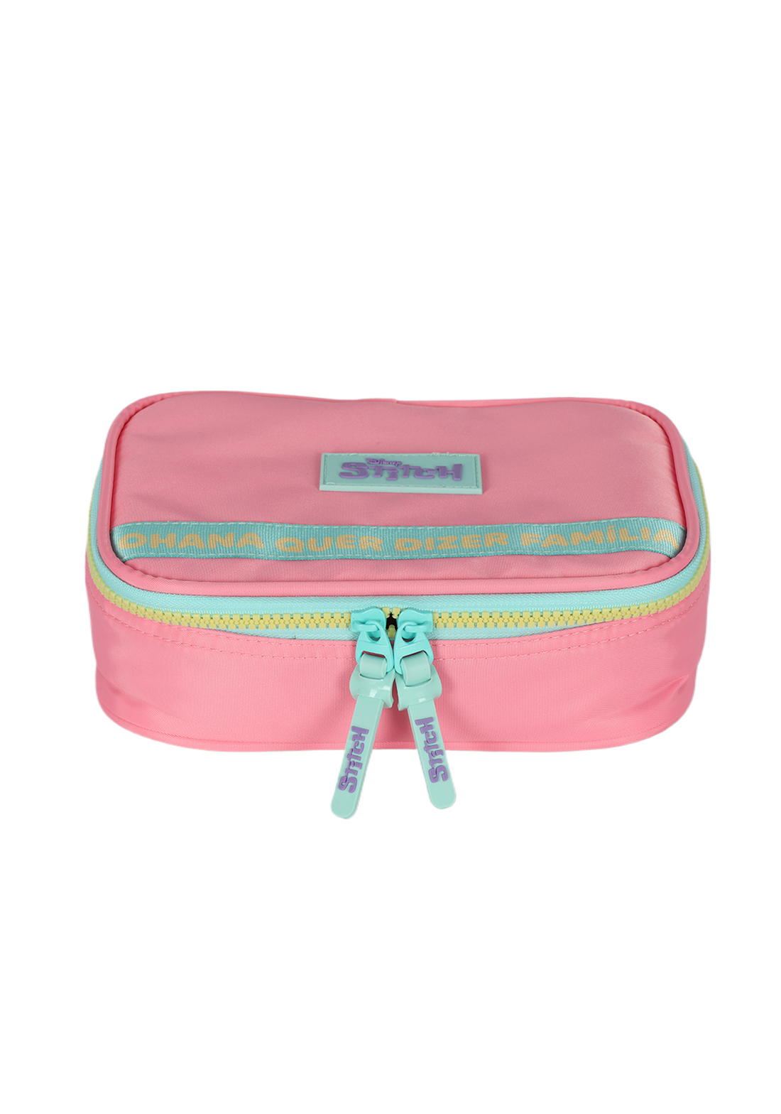 Kit Mochila de Rodinhas G + Lancheira + Estojo Box Stitch Disney | Rosa Salmão Turquesa | 3 Peças Angel