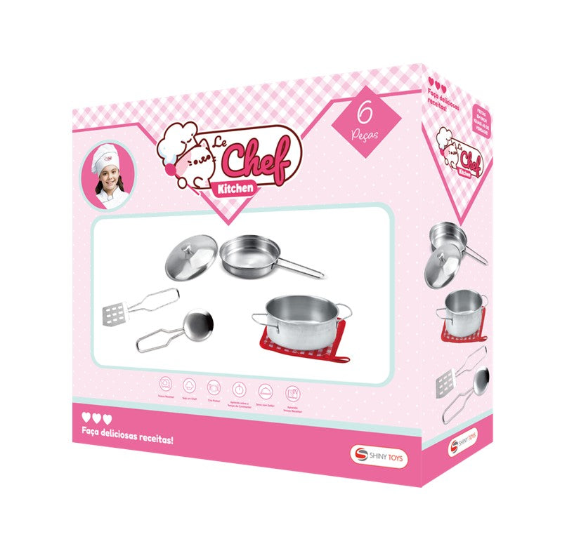Jogo De Cozinha Infantil Panelinhas Inox 6 Peças - Shiny Toys