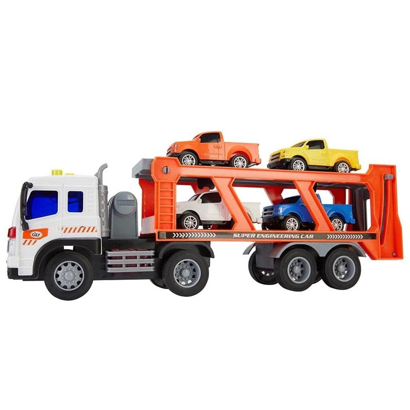 Caminhão Cegonha com Som e Luzes 1:16 com 4 carrinhos - Brink Center