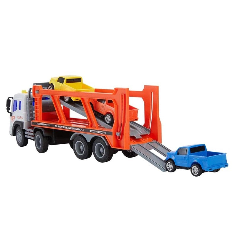 Caminhão Cegonha com Som e Luzes 1:16 com 4 carrinhos - Brink Center