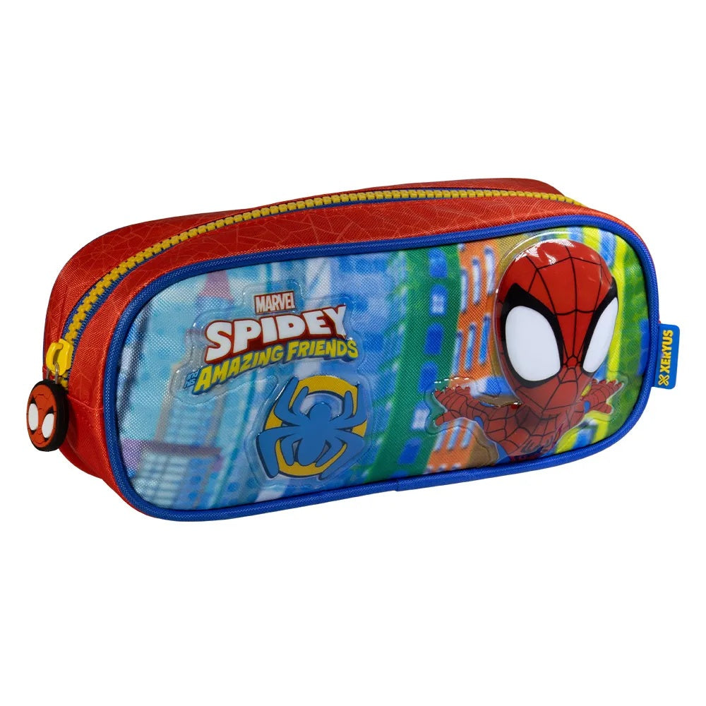 Kit Escolar Spidey Amazing Friends 3 em 1: Mochila Rodinhas + Lancheira + Estojo Xeryus Marvel