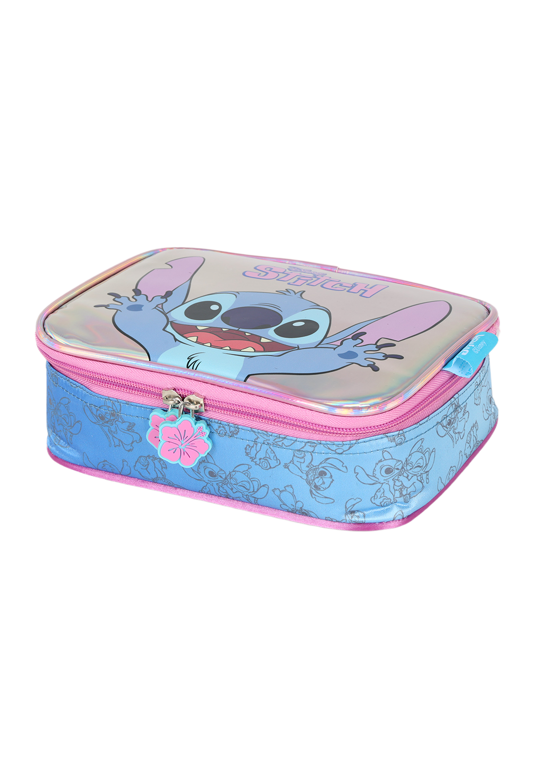 Kit Mochila de Costas G Stitch PINK Pelúcia + Lancheira Térmica Glitter Luxcel Disney (2 Peças)