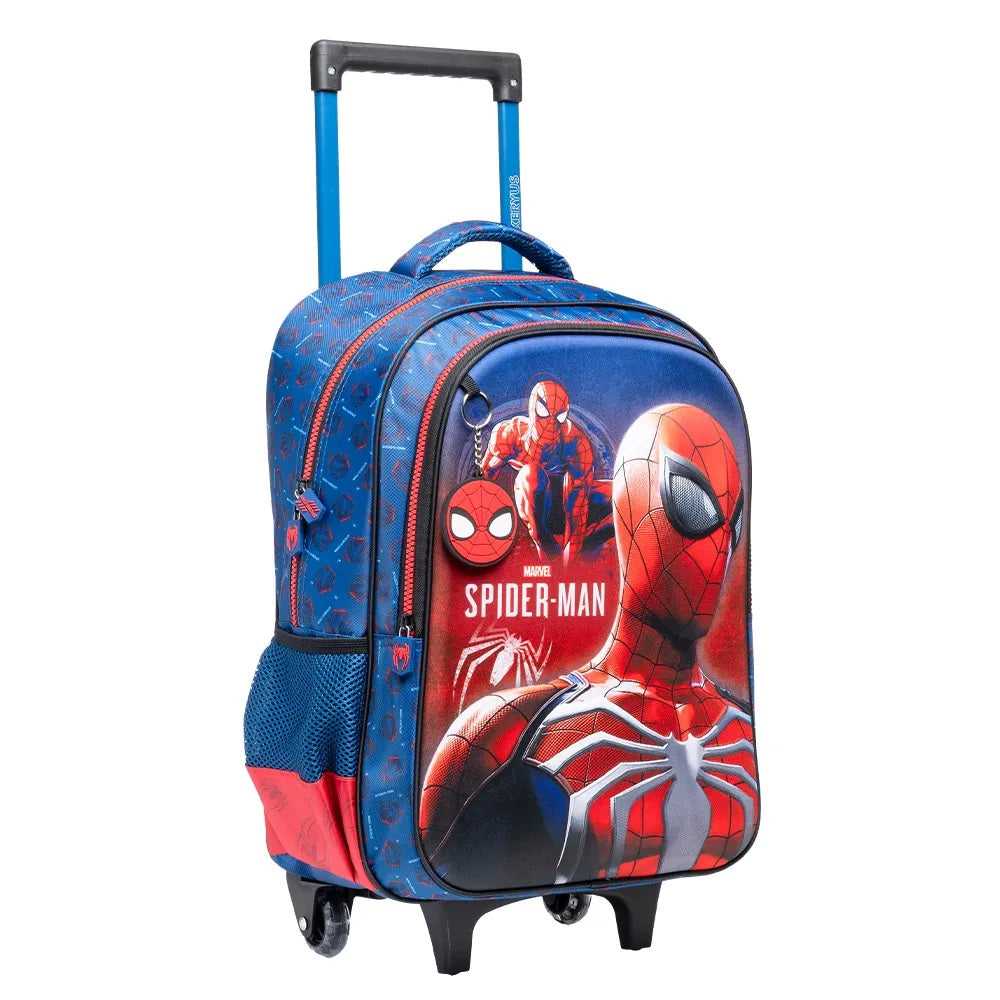 Kit Mochila Rodinhas Homem Aranha Xeryus Escolar Lancheira Térmica Estojo Box 3D Marvel