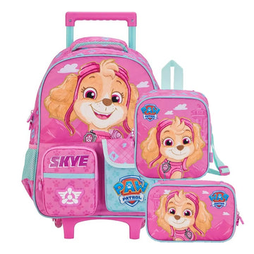Kit Escolar Skye Patrulha Canina 3 em 1: Mochila de Rodinhas + Lancheira Térmica + Estojo Xeryus
