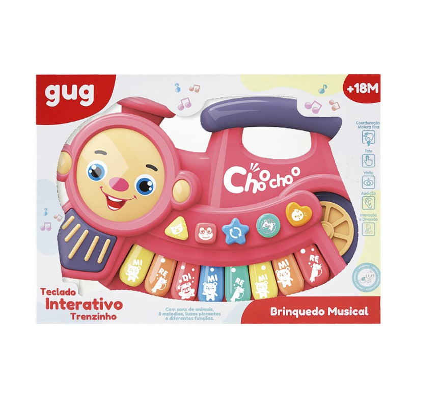 Teclado Musical Infantil Trenzinho Colorido - Shiny Toys