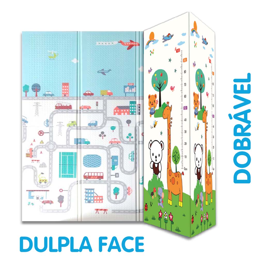 Tapete De Atividades Dupla Face Pista De Carrinho Zoo