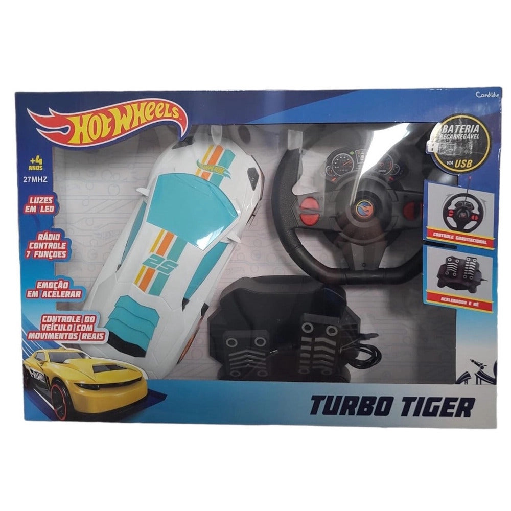 Carrinho Controle Remoto Hot Wheels Turbo Tiger 7 Funções - Candide