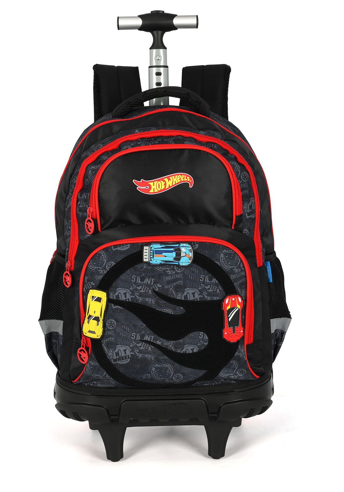 Kit Mochila de Rodinha Lancheira Estojo Hot Wheels Preta Luxcel