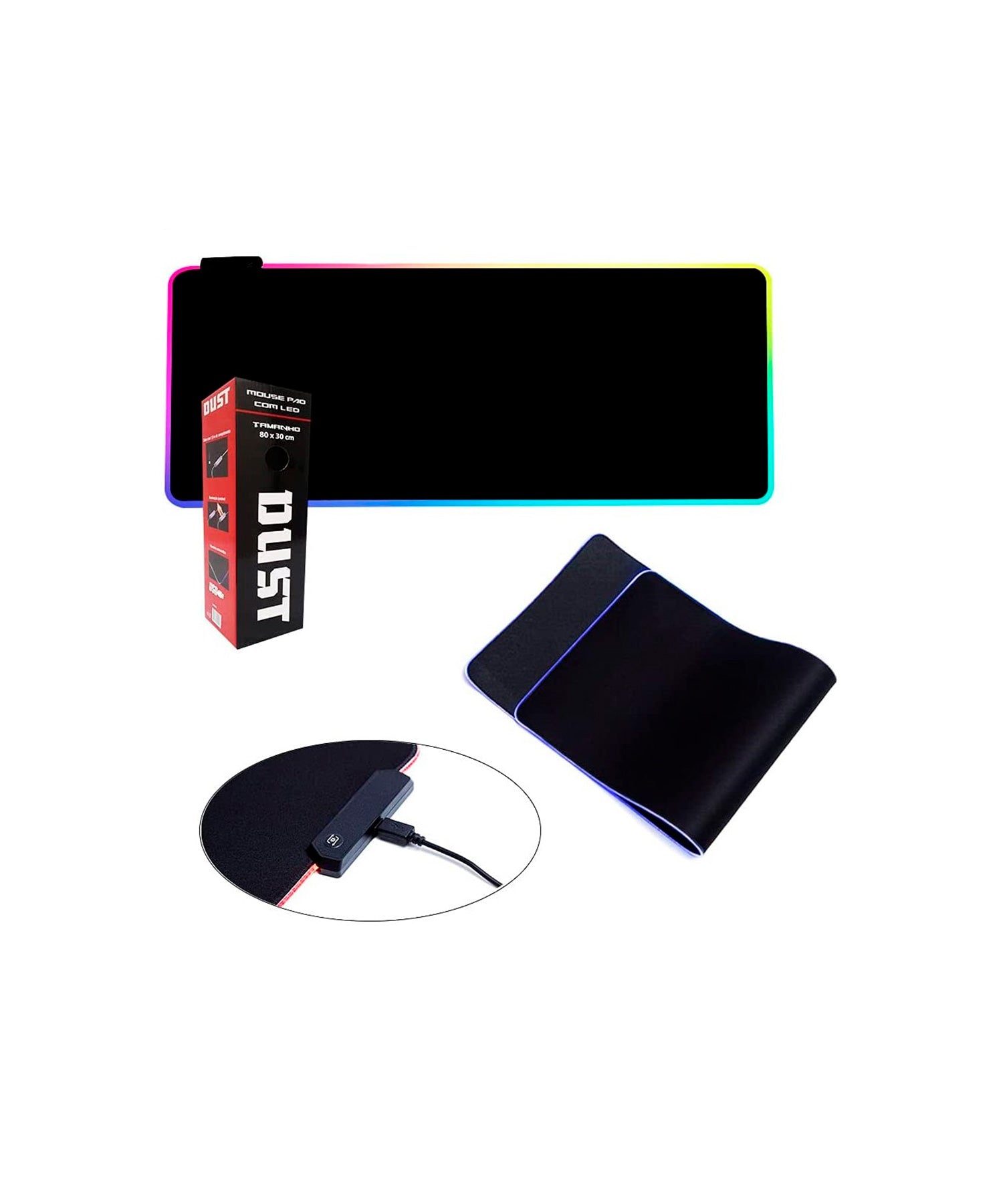Mouse Pad Gamer - Grande com LED nas bordas - DUST