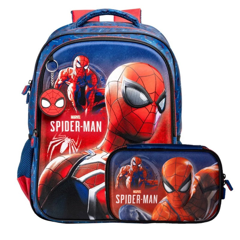 Kit Escolar Homem-Aranha 2 em 1: Mochila de Costas 3D + Estojo Xeryus Original Marvel