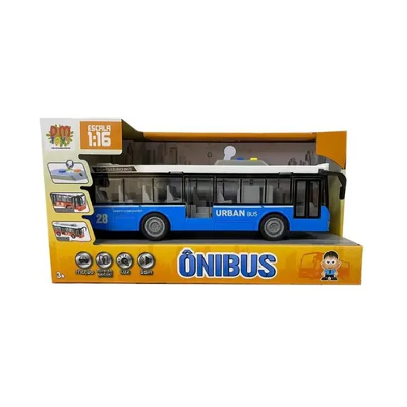 Ônibus de Fricção 1:16 com Luz e Som - DM Toys