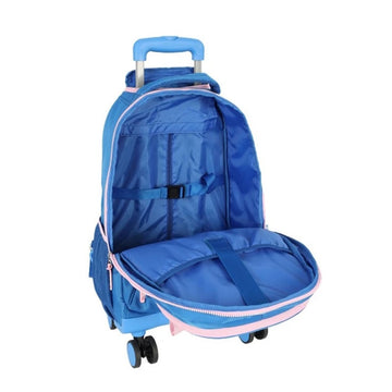 Mochila Carrinho 360 Haste Dupla Porta Notebook Stitch Azul
