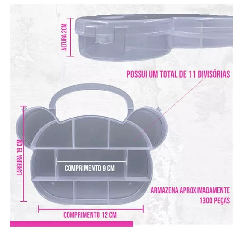 Kit De Miçangas Para Pulseiras Maleta Ursinho Infantil Completa