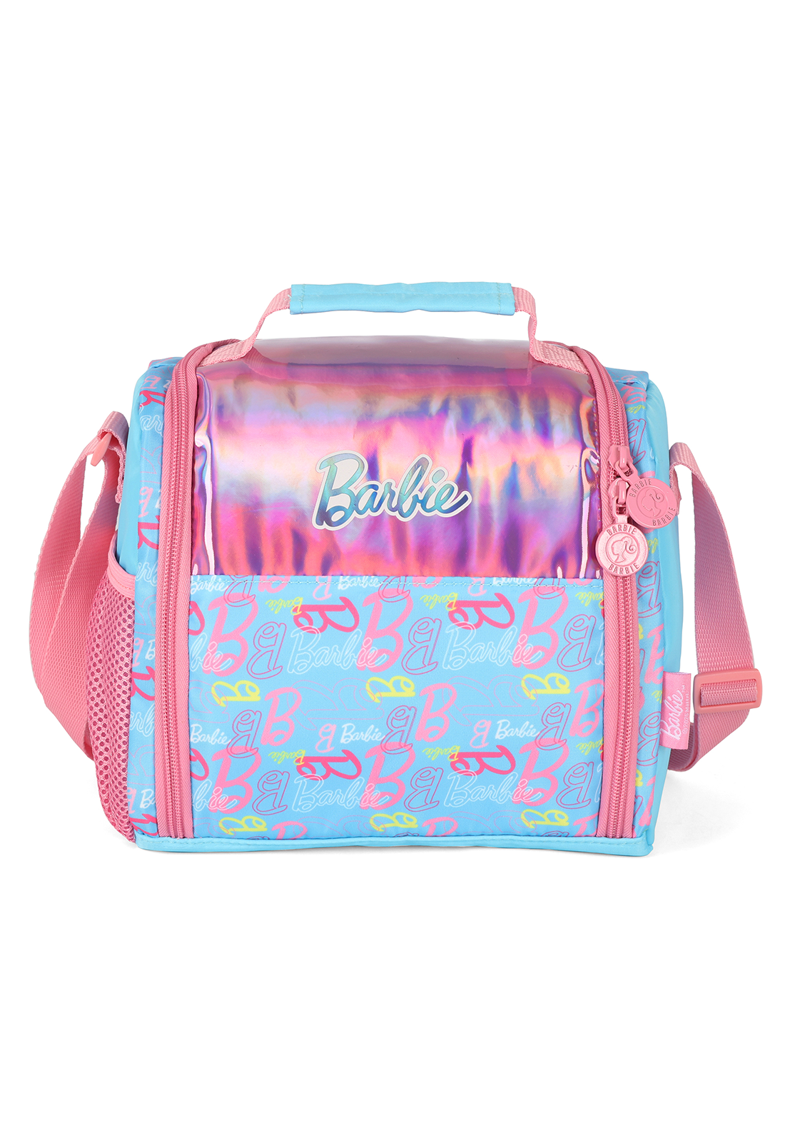 KIT Escolar COMPLETO Barbie AZUL Luxcel 3 Peças: Mochila de Rodinhas G + Lancheira Térmica + Estojo Box Holográfico