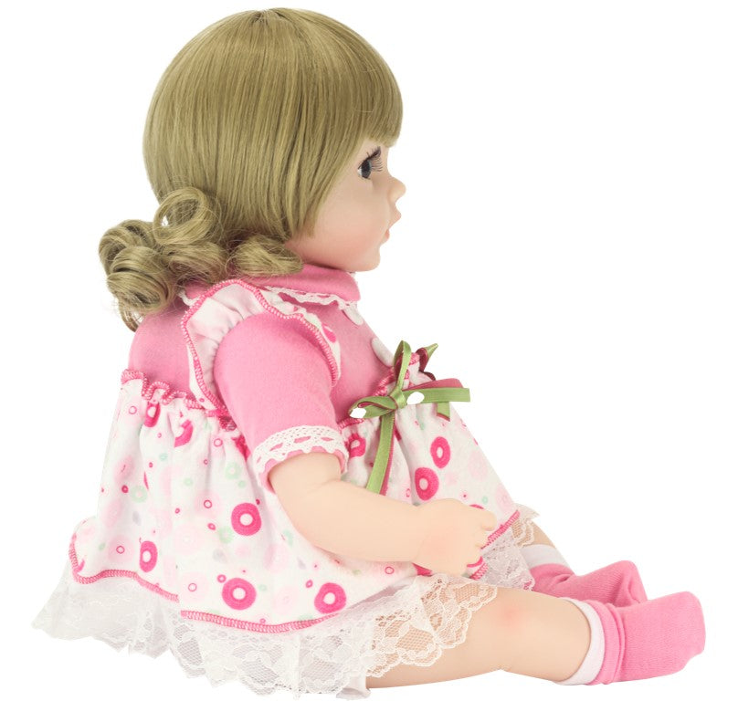 Boneca Bebê Reborn Loira com Vestido de Bolinhas e Acessórios Baby Star