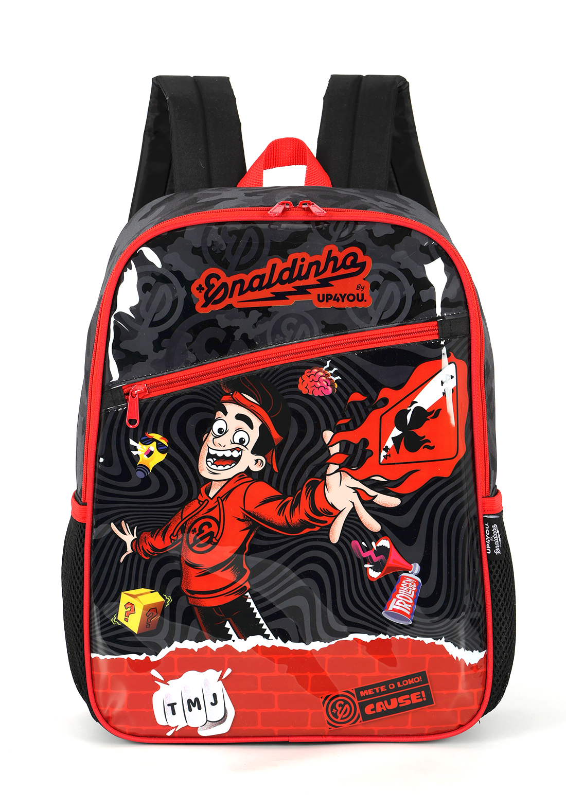 Kit Mochila de Costas G + Estojo Box Enaldinho UP4YOU | Youtuber | Preto e Vermelho | 2 Peças
