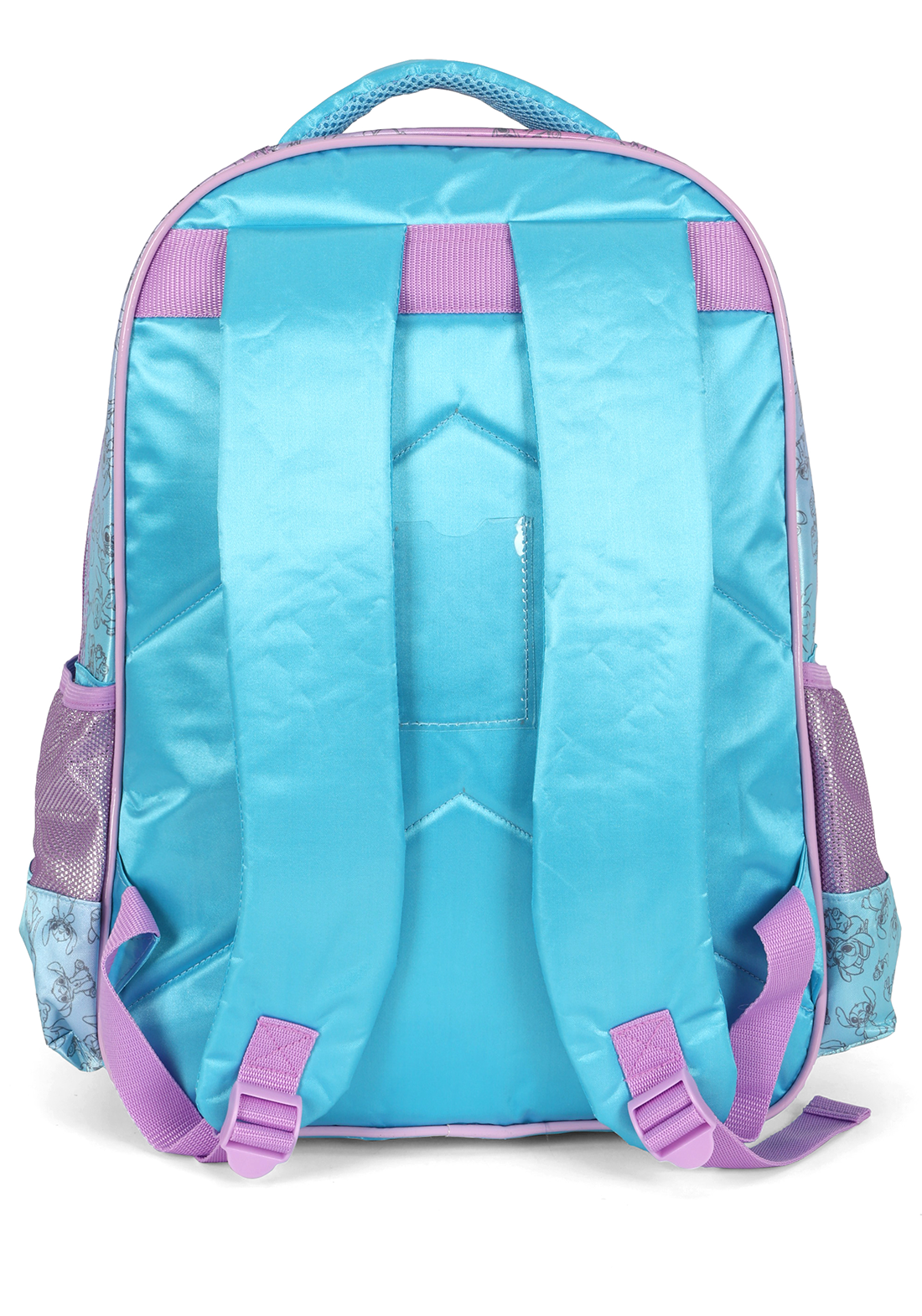 Kit Mochila de Costas G Stitch AZUL Pelúcia & Glitter + Estojo Box Duplo Holográfico Luxcel (2 Peças)