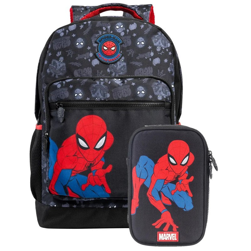Kit Completo do Homem-Aranha Mochila de Costas G + Estojo Box: Design Gráfico e Muita Organização Marvel!