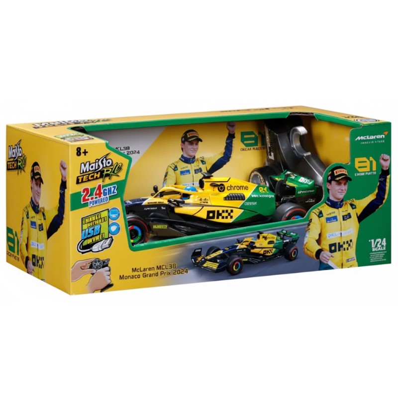 Carrinho Formula 1 R/C 1:24 McLaren Oscar Piastri - Maisto