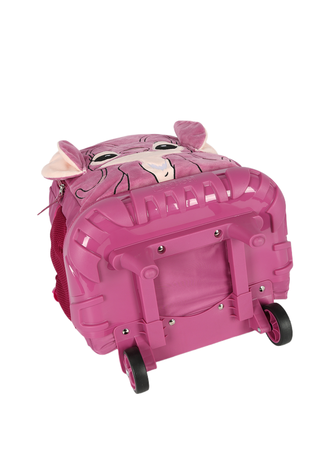 Mochila de Rodinhas G Angel Stitch Disney Luxcel | Pink Roxa Pelúcia 3D | Com Orelhas