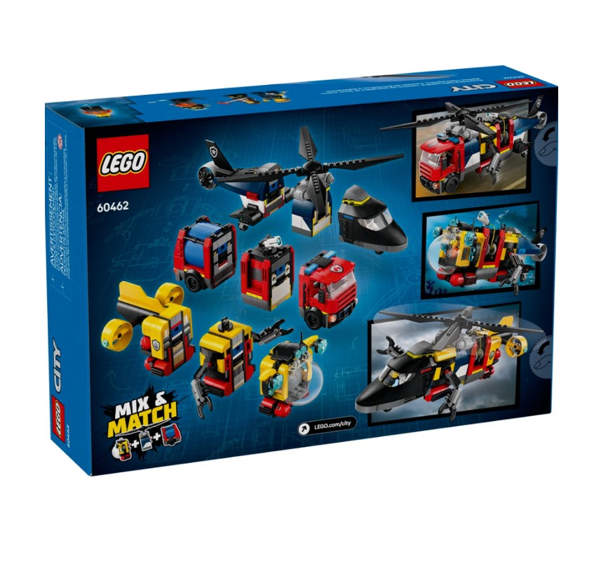 Lego City Helicóptero, Caminhão de Bombeiros e Submarino 60462