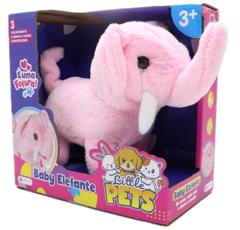 Pelúcia Elefante Baby Com Som Little Pets - Shiny Toys