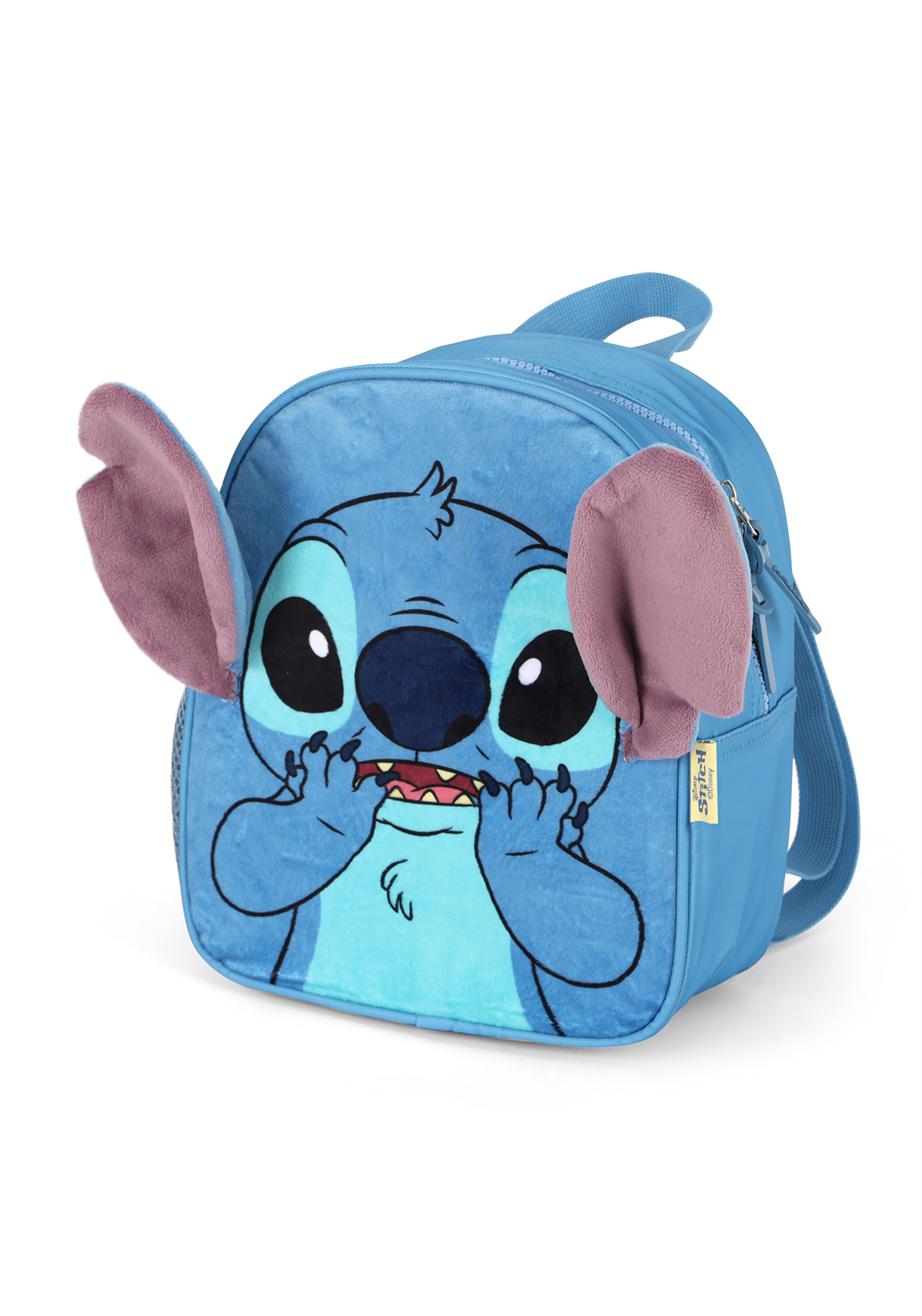 Lancheira Térmica Stitch Disney Luxcel | Azul Pelúcia 3D | Com Orelhas | Aveludada
