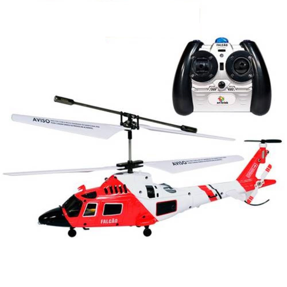 Helicóptero De Controle Remoto Falcão 3 Canais - Zein Com Giroscópio e Luzes