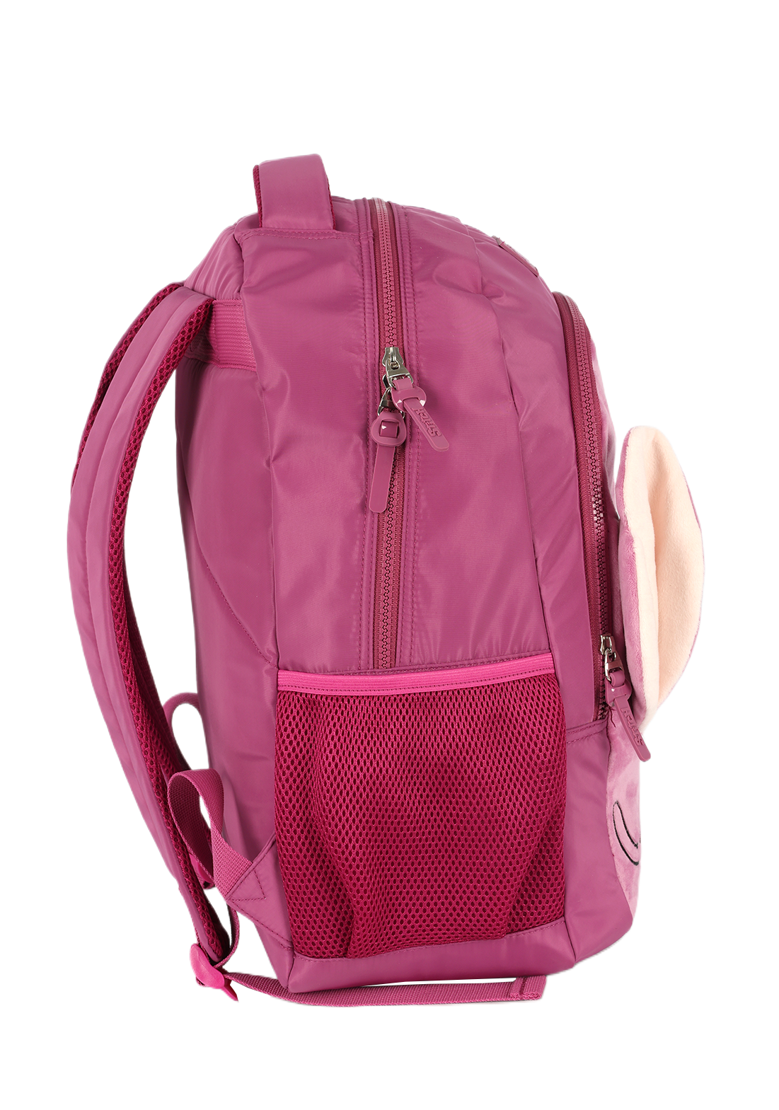 Mochila de Costas G Angel Stitch Disney Luxcel | Pink Roxa Pelúcia 3D | Com Orelhas