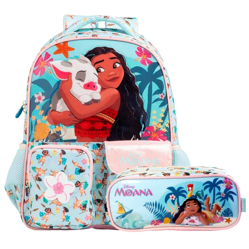 Kit Escolar Moana 2 em 1: Mochila de Costas Reforçada + Estojo Xeryus Original