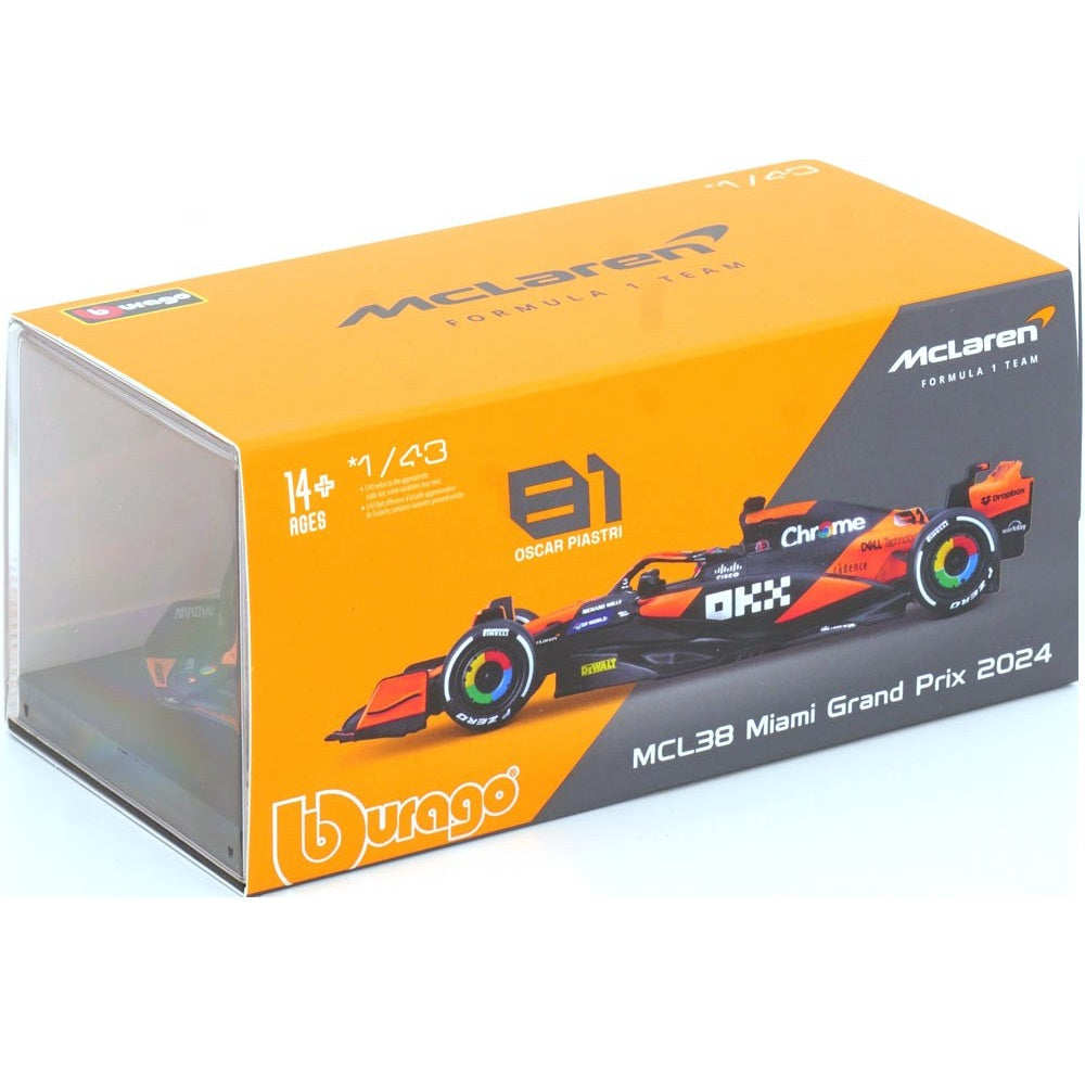 Miniatura Fórmula 1 Mclaren MCL38 2024 Oscar Piastri Com Piloto - Bburago
