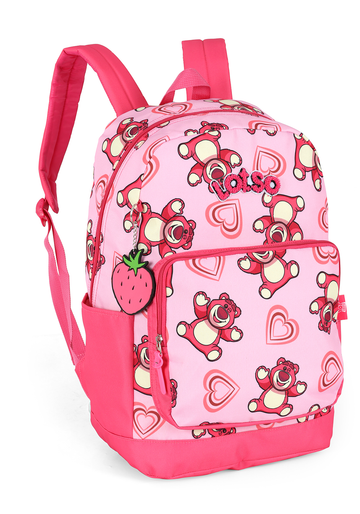 Mochila de Costas G Lotso Disney Luxcel | Toy Story | Rosa e Pink | Com Chaveiro Morango