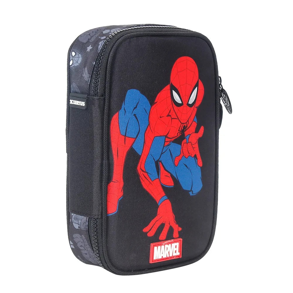 Kit 3 Peças Homem-Aranha Xeryus | Mochila de Rodinhas G + Lancheira + Estojo | Marvel Oficial