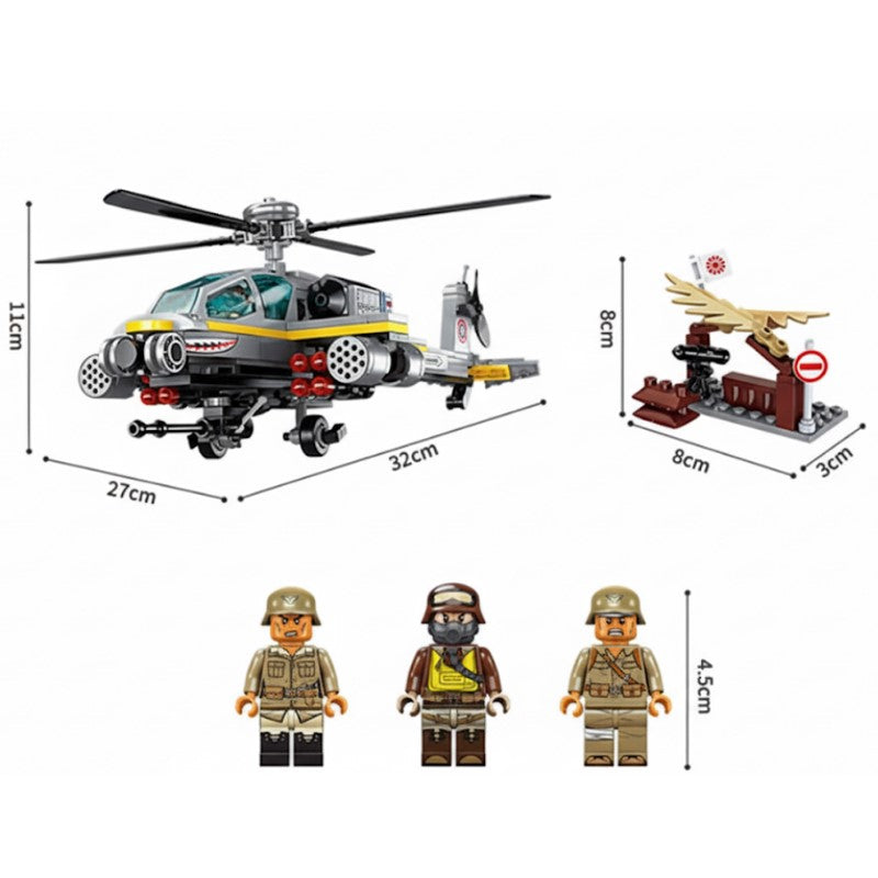 Blocos de Montar Combat Zones Helicóptero Apache - KEEPPLAY