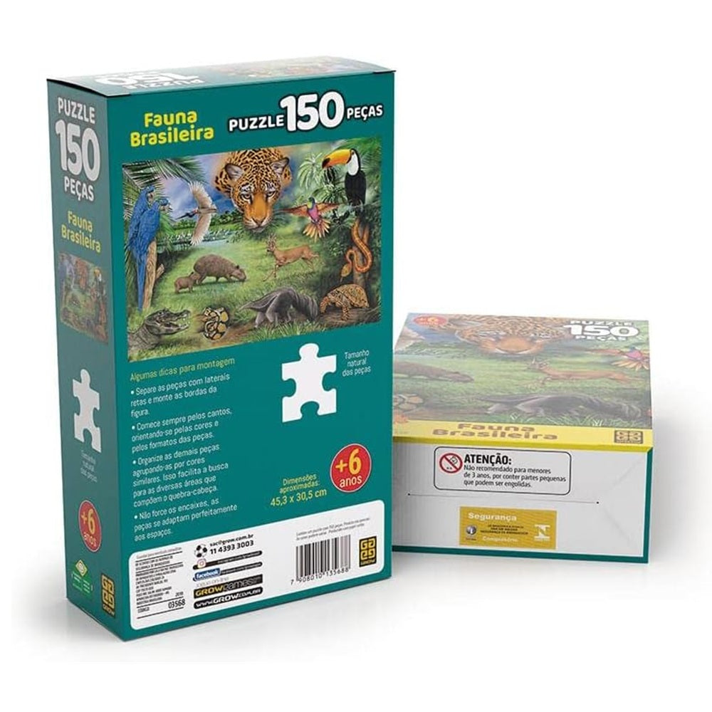 Quebra-cabeça 150 Peças Fauna Brasileira - Grow