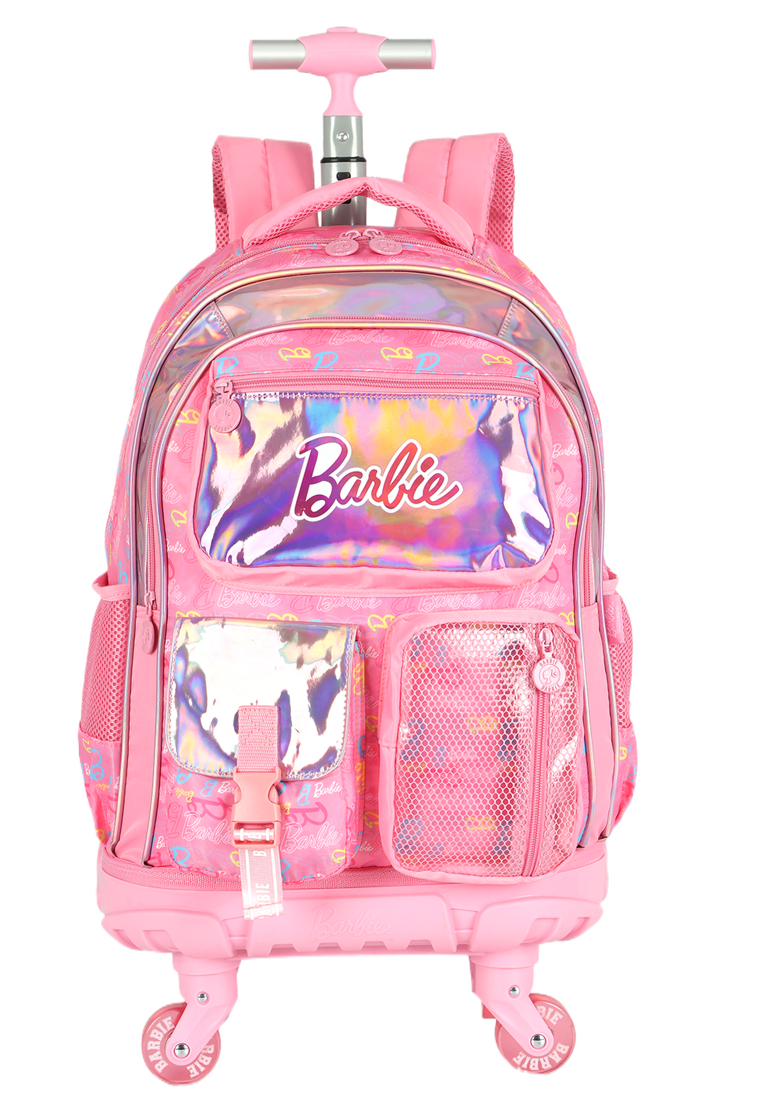 Mochila de Rodinhas G Barbie PINK Holográfica Luxcel | Brilho, Estilo e Rodas de Silicone!