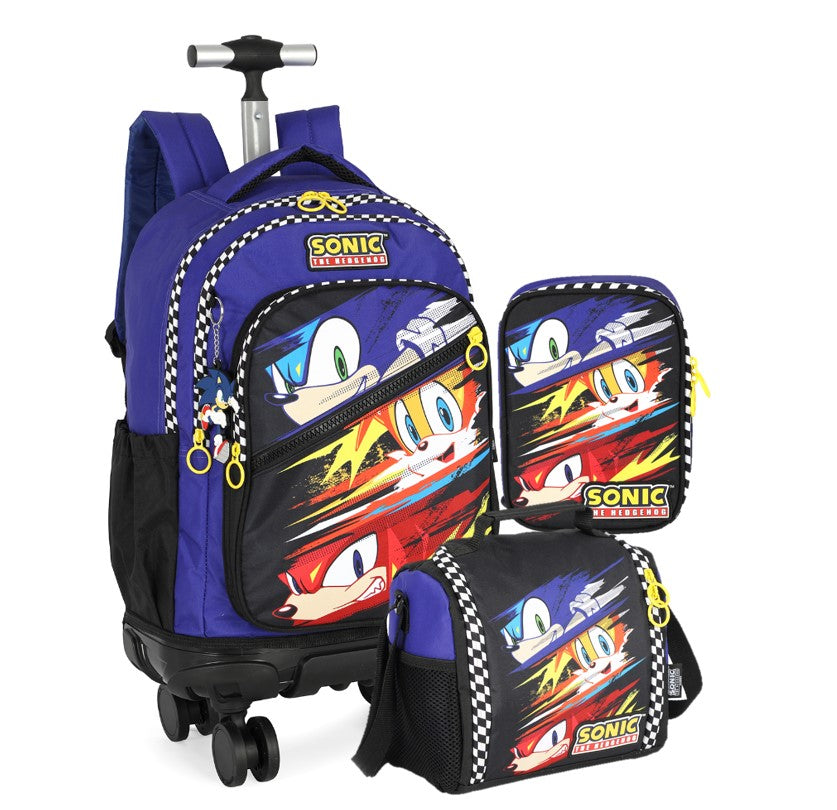 Kit Escolar Mochila Lancheira Estojo Sonic The Hedgehog Oficial Luxcel