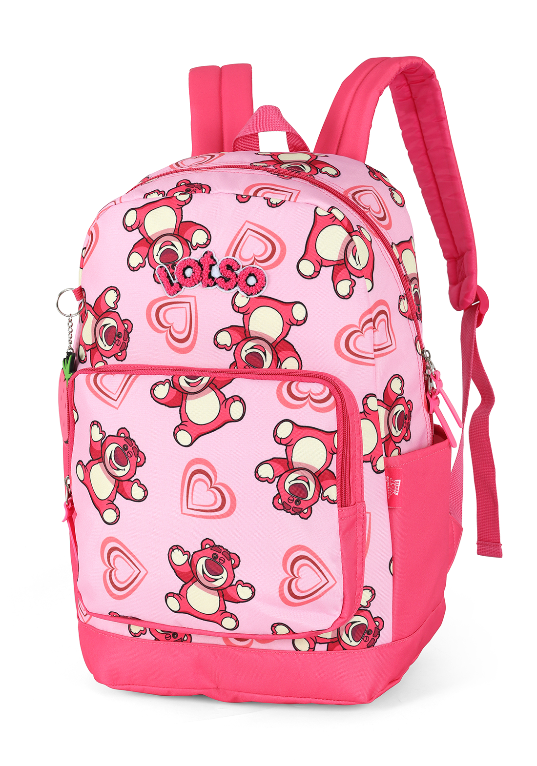 Kit Mochila de Costas G + Estojo Triplo Lotso Disney Luxcel | Toy Story | Rosa Pink | 2 Peças