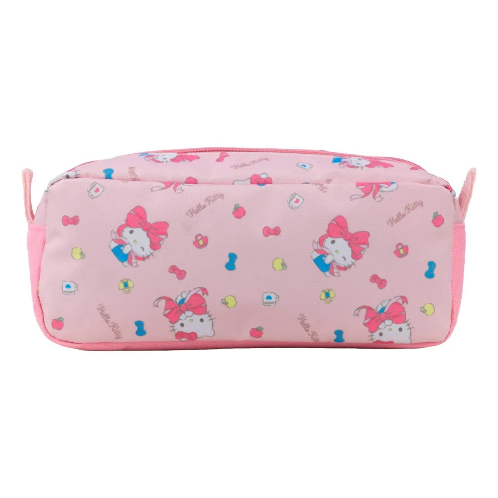 Kit Mochila de Costas G + Estojo Duplo Hello Kitty Xeryus Oficial | Estampa Listrada Pink